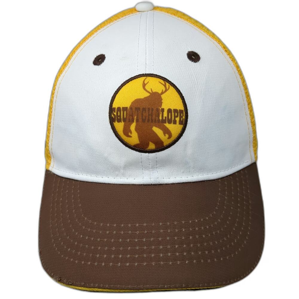 Headsweats Trucker Hat White Yellow Brown One Size Squatchalope Bigfoot Snapback